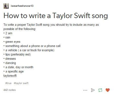 how to write lyrics like taylor swift